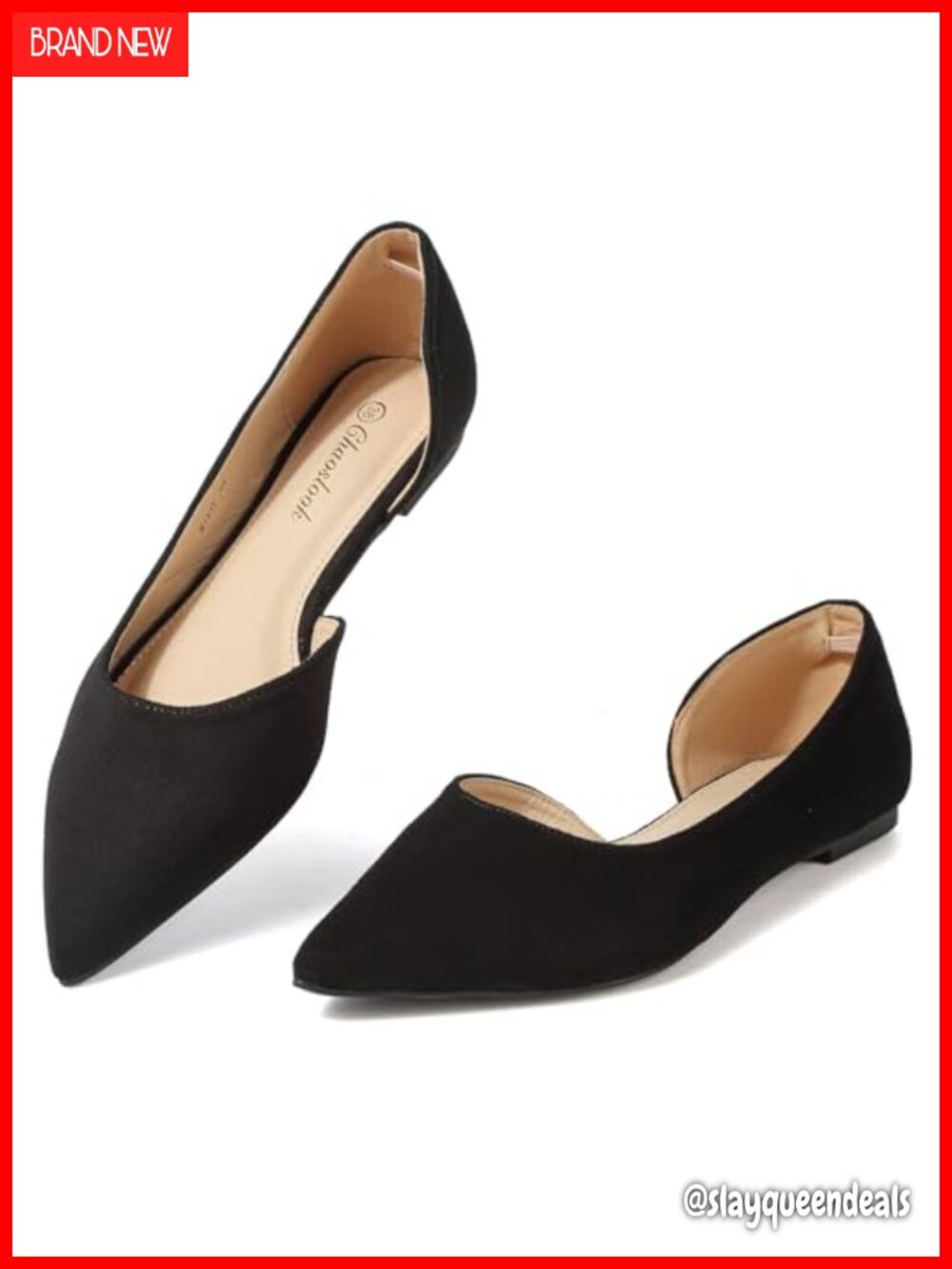 Womens Pointed Toe Suede Ballet Flats Memory Foam Comfortable Casual Dress Flats